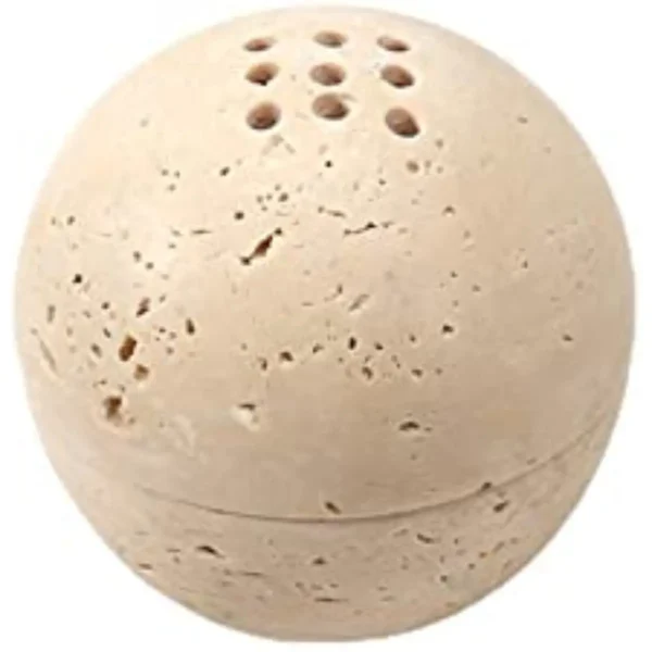 Natural Marble Beige Travertine Stone Round Incense Burner Holders - Image 3
