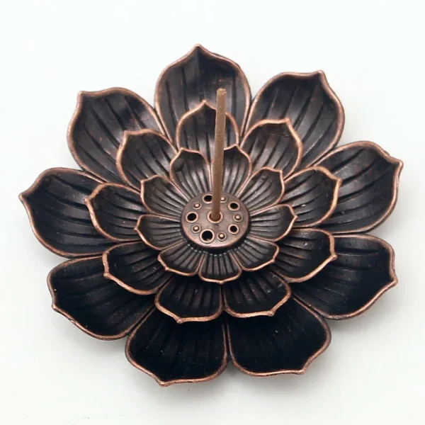 Brass Lotus Incense Burner Stick Holder Buddhism Plate Coil Base Yoga Studios Home Decoration - Image 4