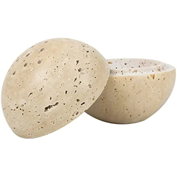 Natural Marble Beige Travertine Stone Round Incense Burner Holders - Image 2