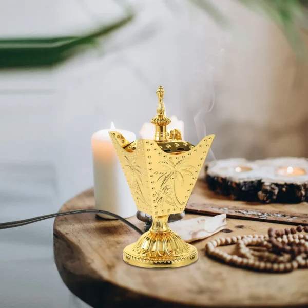 Electric Incense Censer Burner Holder Middle East Vintage Church Decor US Plug - Image 4