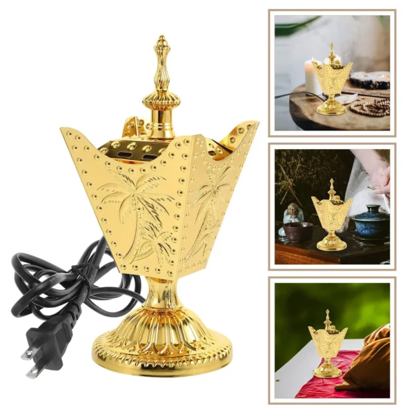 Electric Incense Censer Burner Holder Middle East Vintage Church Decor US Plug - Image 2