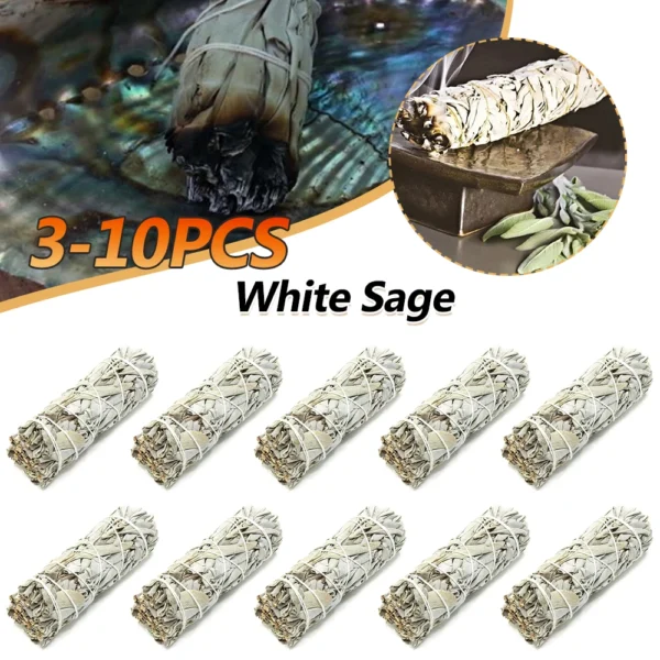 3-10PC Incense Sage Bundle Smudge Sticks Home Purification Pure Leaf Purification Meditation Home Cleansing Burning Aromatherapy